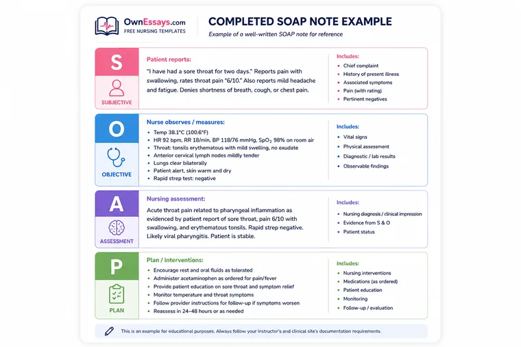 Completed SOAP note example preview