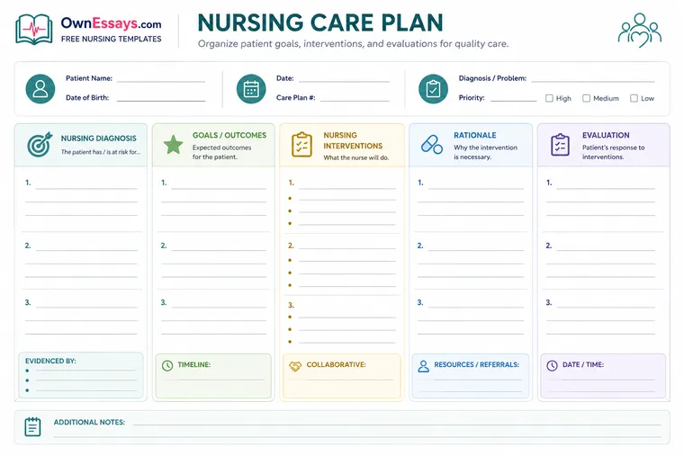 Nursing care plan template preview