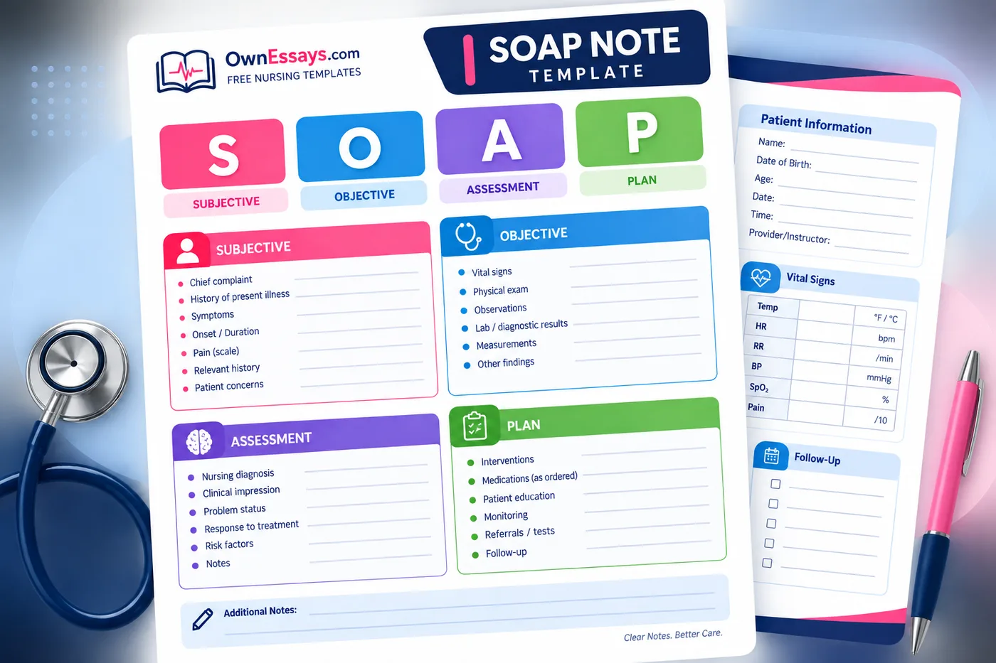 Free printable SOAP note template for nursing students